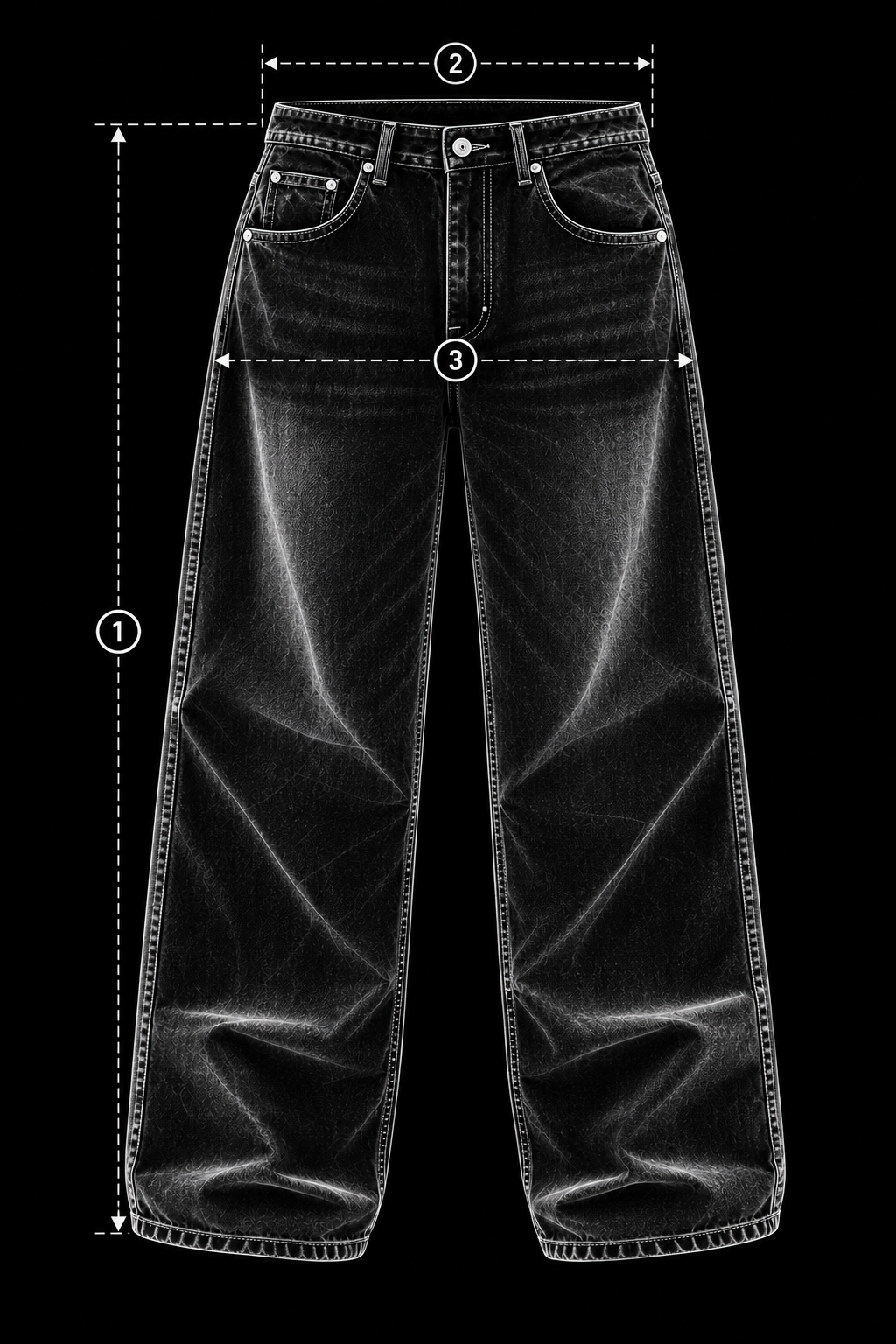 VOID // 001 — WASHED WIDE-LEG DENIM size guide
